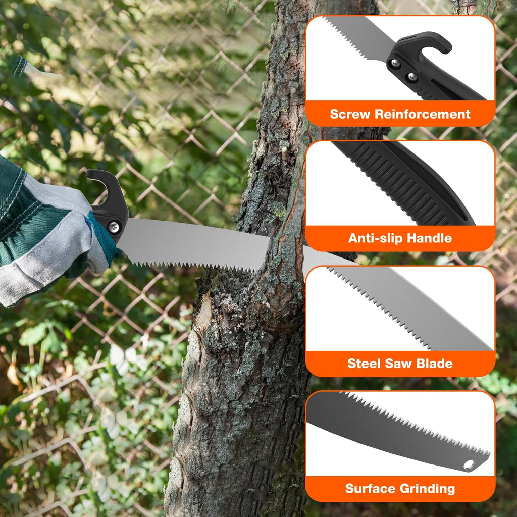 AgiiMan 26FT Reach Pole Saws for Tree Trimming, Pole Saw with 5-20FT Telescoping Extension Pole, Pruning Saw with 19" 3X Detachable Saw, Non-Slip Handle, Tree Trimmer for Garden Palms Shrubs
