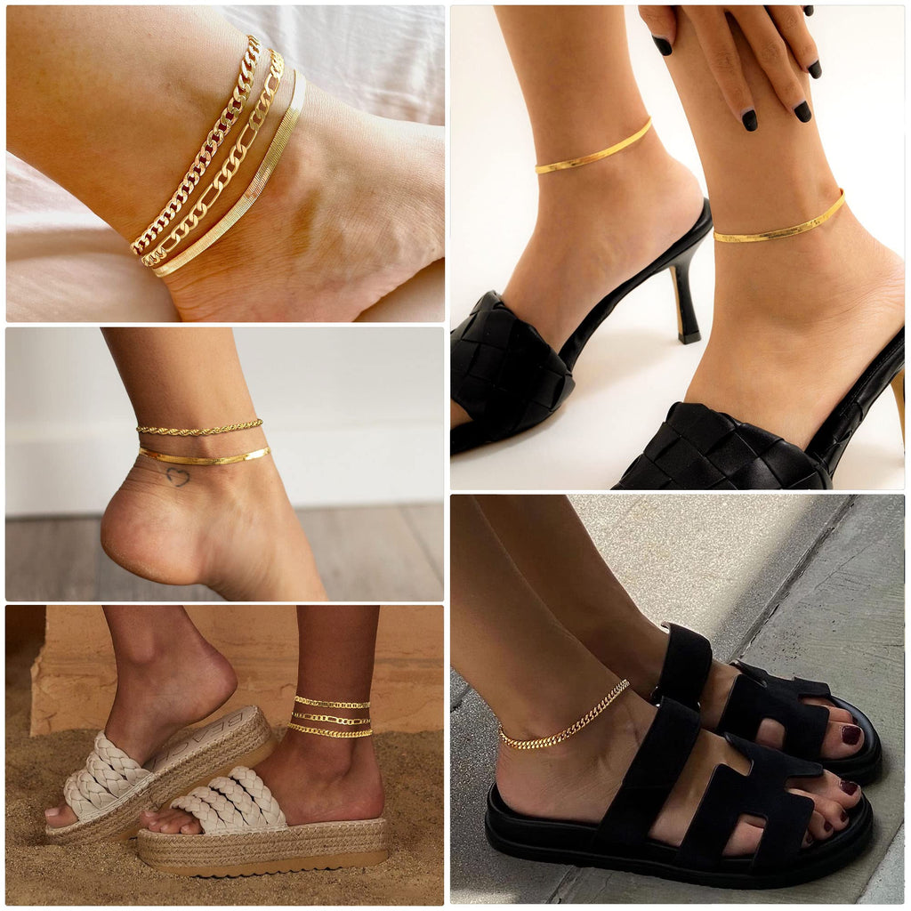 DEARMAY 14K Gold Plated Anklets Waterproof