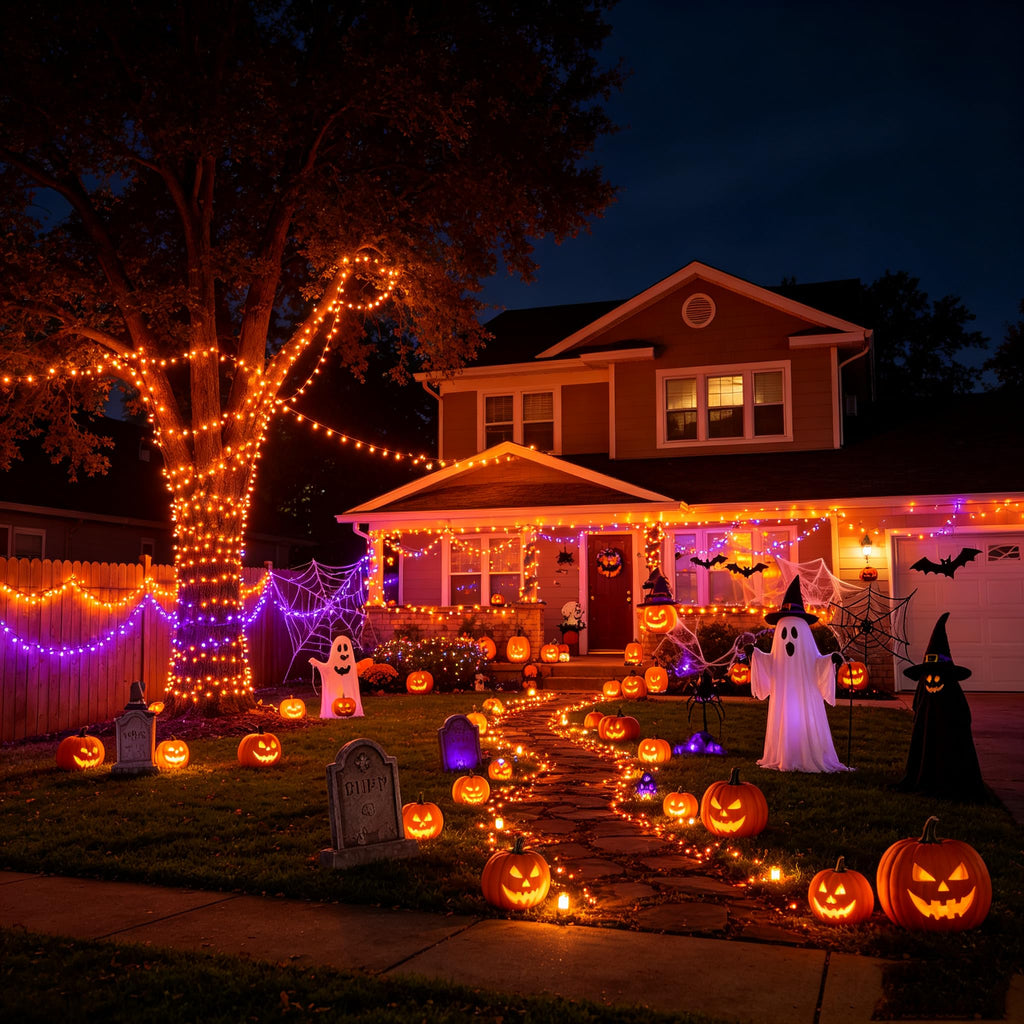 Toodour Orange & Purple Halloween Light, 131ft 350 LED Plug in String Light
