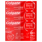 Colgate Optic White Stain Fighter Clean Mint Paste Teeth Whitening Toothpaste, 4 Pack, Anticavity Toothpaste with Fluoride, Enamel Safe Teeth Stain Remover, 3.8 OZ