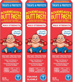 Boudreaux's Butt Paste Maximum Strength Diaper Rash Cream, Ointment | For Baby | 4 oz Tube | Pack of 3