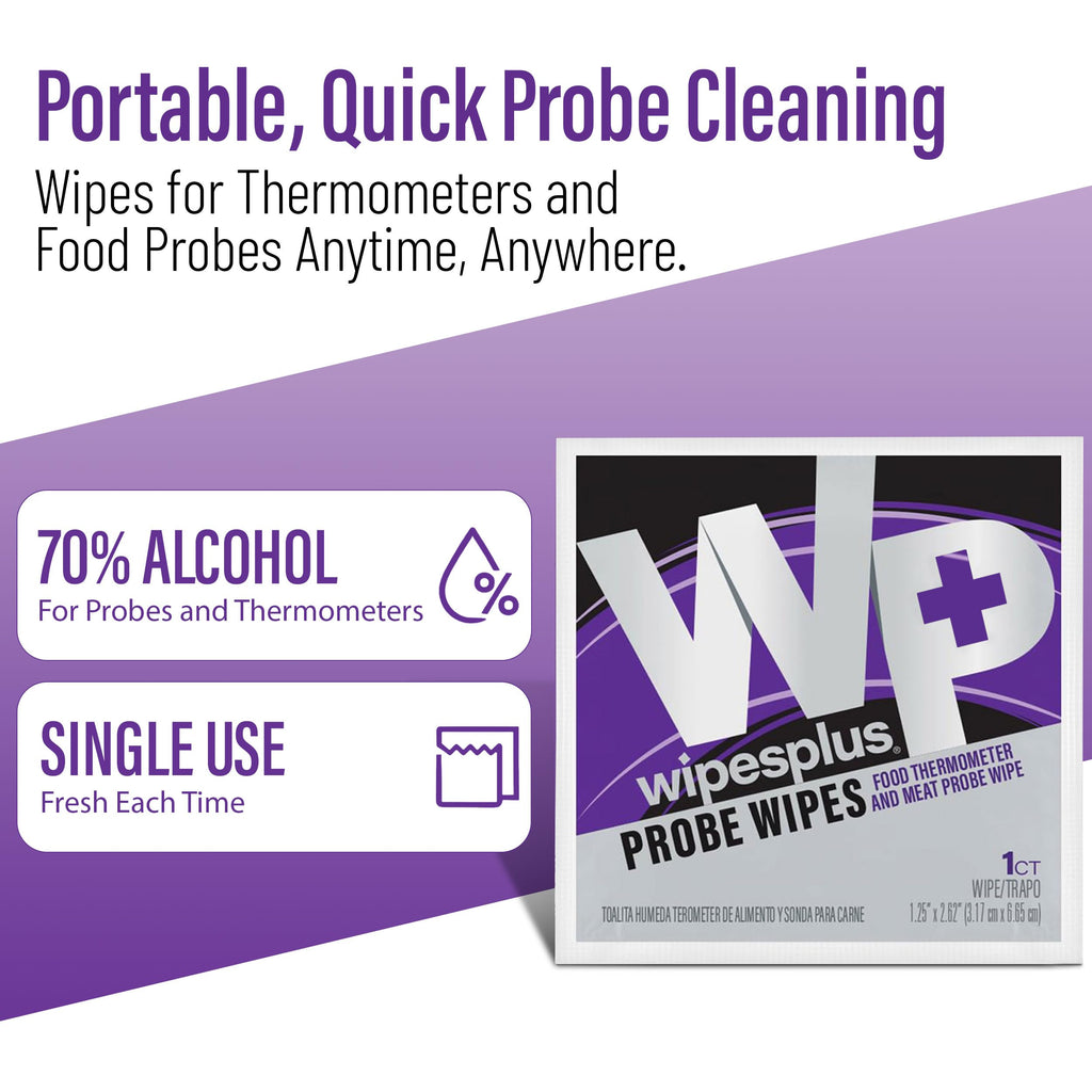 WIPESPLUS Probe Wipes, Thermometer Wipes, Meat Probe Wipe with Individual Satchets for Home and Business, 1000 Count, 10 Packs of 100, White