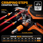 SOMELINE Ferrule Crimping Tool, Ratchet Pliers for AWG23-7 with 23 Sizes Wire End Ferrule Terminals, Quadrilateral Wire Crimp Pliers with Crimp Connectors