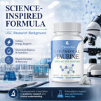 Liposomal Taurine Supplement 3000mg, Taurine Capsules Free-Form for Cellular* Energy*, Muscle* Function, Recovery* & Focus, Hydration, Electrolyte Balance, Vegan, 240 Capsules (60 Day Supply)