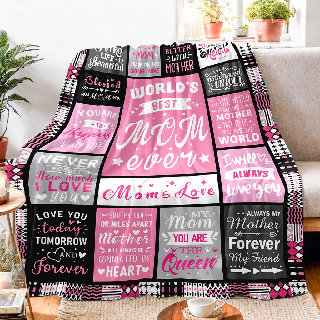 PVDSAVE Mom Birthday Gifts from Daughter, Best Mom Ever Blanket 50"x60"