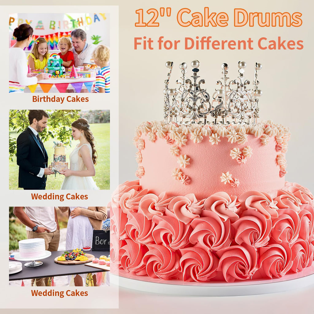 Cake Drums 12 Inch, 2 Pcs Sturdy 1/2 Inch Cake Base Cake Boards