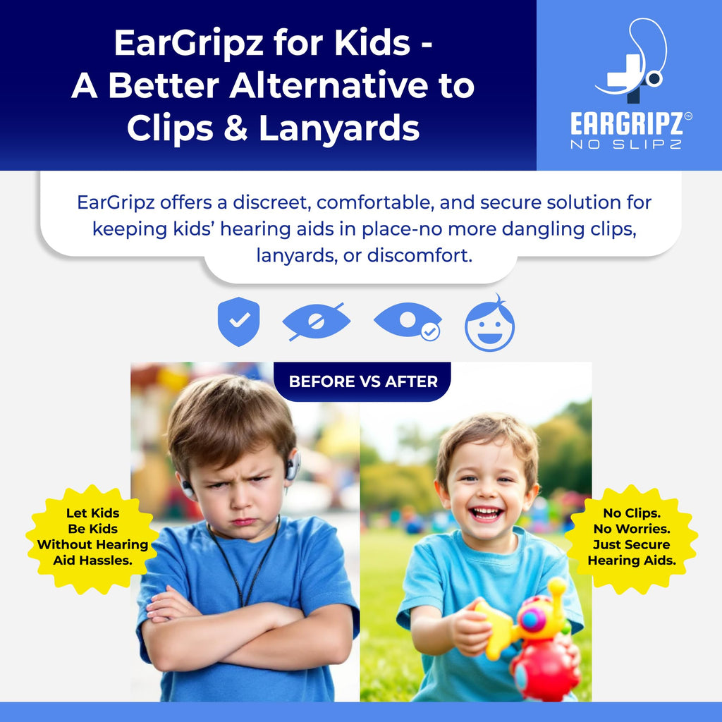 EarGripz Hearing Aid Grips – Adhesive Cushioned Pads for Secure, Comfortable Fit – Non-Slip Hearing Aid Stabilizers for BTE & RIC Devices – 60-Pack for Adults, Kids & Active Lifestyles