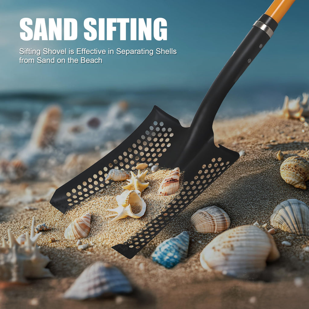 ZOYACREATE Sifting Shovel, 45 in Heavy Duty Sand Sifter Beach Chicken Coop