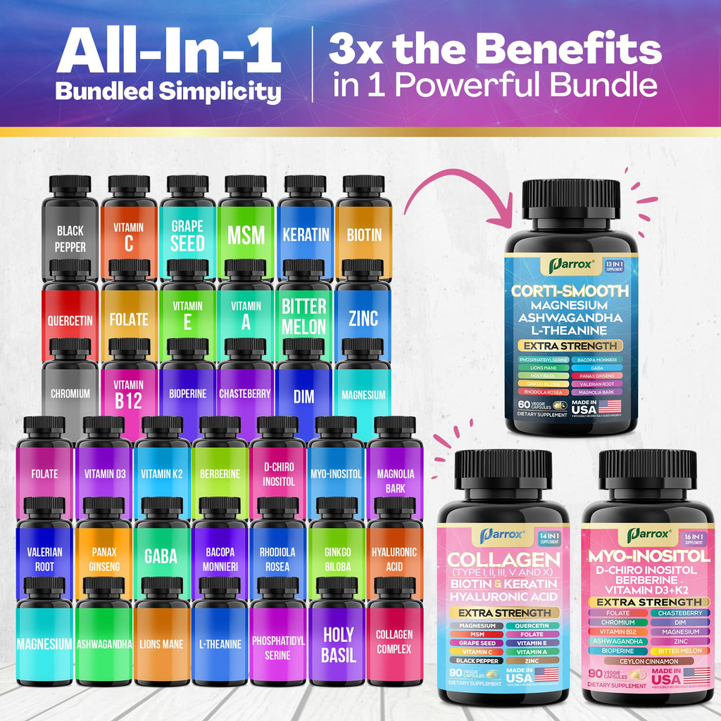 Parrox Collagen, Myo-Inositol & Cortisol Bundle, Berberine, She Shines Set