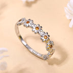MILACOLATO 925 Sterling Silver Rings for Women Dainty CZ Daisy Flower Ring