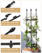 2-Pack Garden Trellis for Climbing Plants Outdoor Indoor, 47-Inch Adjustable Metal Trellis for Potted Plants, Tall Plant Support for Jasmine, Clematis and Other Climbing Flowers