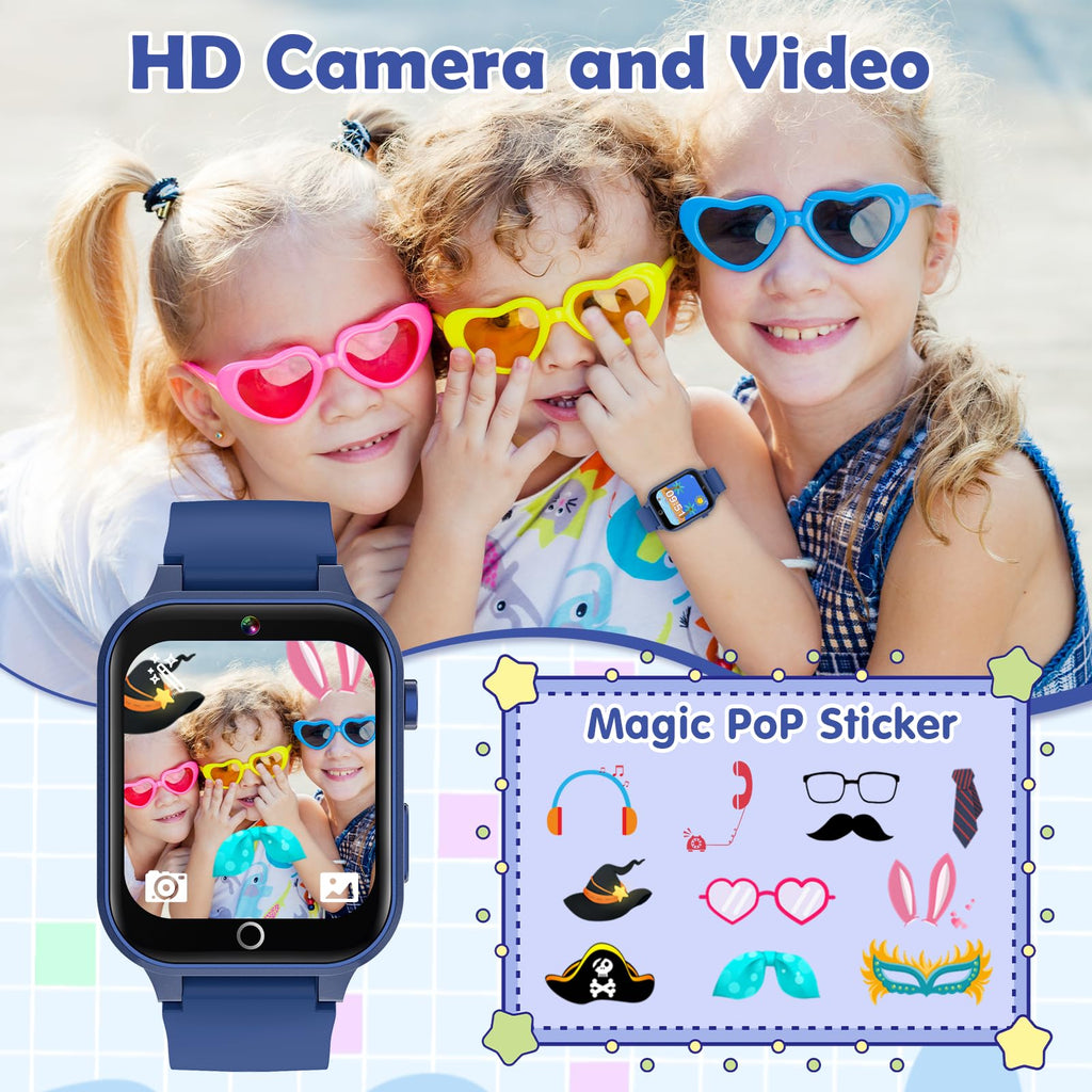 Luyiilo Smart Watch for Kids, with 26 Puzzle Games, Touch Screen, HD Camera, Alarm Clock, Toys for Ages 4-12 Years Old.Birthday Gift for Boys Girls (Blue)