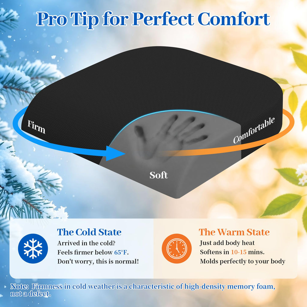 TranquilRelax 3-Inch Memory Foam Seat Cushion for Office Chair, Large