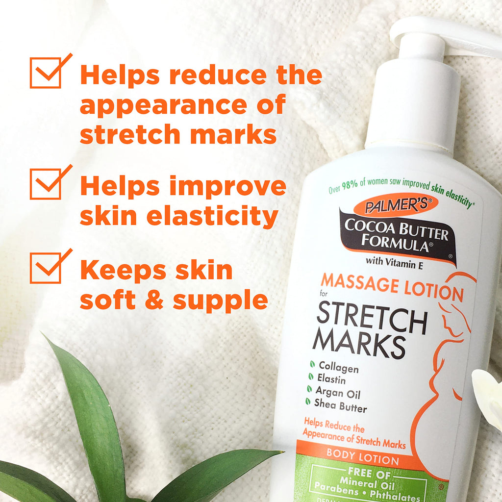 Palmer's Stretch Mark Care Body Lotion + Body Oil Bundle, Cocoa Butter Formula with Vitamin E Skin Care for Pregnant Women, Includes 1 Massage Oil (5.1 fl oz) and 1 Massage Lotion (8.5 fl oz)