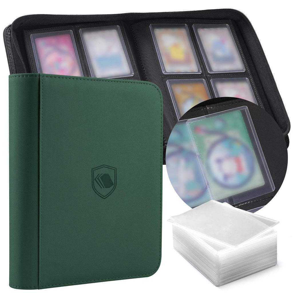 Toploader Binder, Holds 160 Toploaders, 100 Toploaders Included, 4-Pocket PU Cover Top Loader Binder for 3" x 4" Rigid Toploaders, Ringless Double-Sided Toploader Card Binder for TCG, Sport Cards