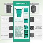 SPONDWILD 32 Gallon Outdoor Garden Waste Bag, Reusable Lawn Bag, Green