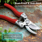 Kynup 2Packs Pruning Shears for Gardening, Garden Shears Scissors Heavy Duty, Bypass Pruner Hand Shears, Tree Trimmers Secateurs, Garden Clippers for Plants, Hedge Shears, Garden Tools (Red)