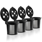 4 Reusable K Cups for Keurig K Supreme, K Supreme Plus, K Slim with Multistream Technology, K-Duo Hot & Iced Single Serve (Gen 2) - 4 Black Refillable Kcups Coffee Filters for Keurig Coffee Makers