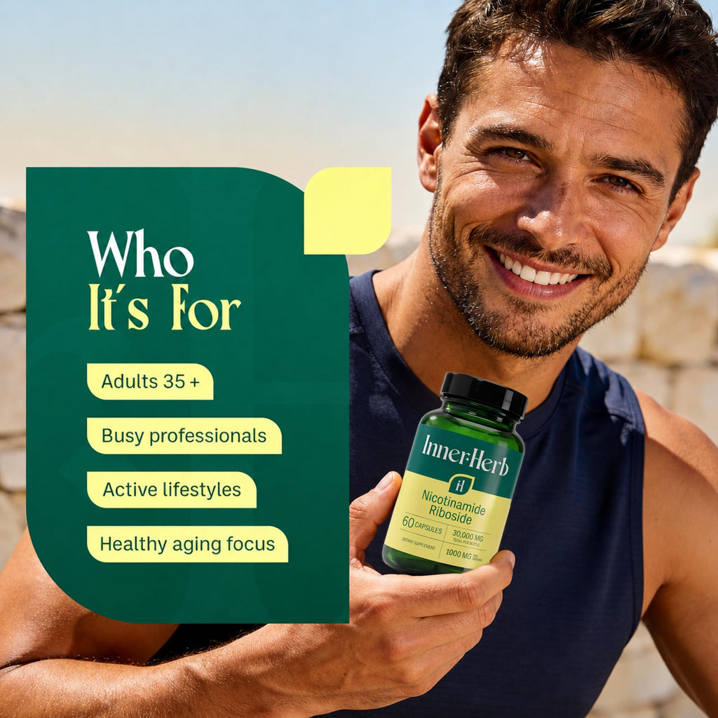 InnerHerb Nicotinamide Riboside (NR) 1000mg | Vitamin B3 Derivative | Single Ingredient | 60 Vegan Capsules | Unflavored | 2 Capsules Daily | 30-Day Supply