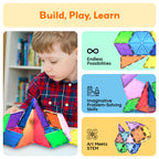 PicassoTiles Magnetic Building Block Set Geometry Shape Magnet Tiles Construction Toy STEM Learning Kit Educational Playset Playboard Pretend Play Stacking Blocks Child Brain Development PT16