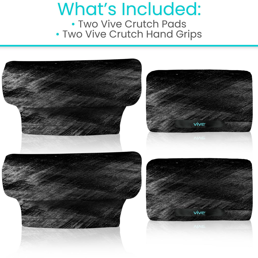Vive Premium Crutch Pads & Hand Grips - Comfortable, Breathable, Machine Washable Padding - Moisture Wicking & Odor Reducing Pillow Accessory Covers for Adult & Youth Walking Crutches