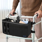ZHCHG Walker Basket for Seniors, Walker Accessories, Folding Walker Bag with Large Capacity & Never Tipping Over, Best Gift- Black (Not Fit Rollator Walkers)