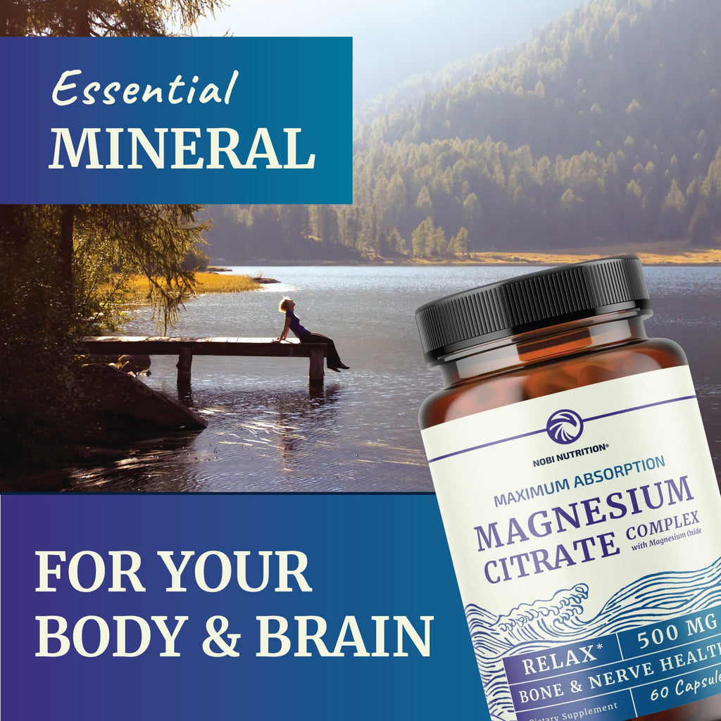 Magnesium Citrate Complex 500 MG for Calm & Relaxation | High Absorption Magnesium Supplement | Citrato de Magnesio | Constipation & Digestion Support Non-GMO Soy-Free | 60 Mag Citrate Capsules