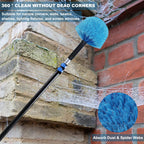 4 Pack Cobweb Duster Head Brush-Twist-On Spider Web Brush for Outdoor & Indoor Web Cleaning // Fits Standard Acme Threaded Poles // Cobweb Duster Brush Head Only-Blue