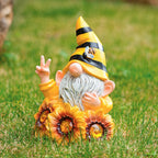 Joint Honglin Garden Funny Gnome Statue with Crystal Sunflower Lights