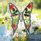 KY&BOSAM Mom Gift Butterfly Glass Pressed Flowers Suncatcher Window Hanging