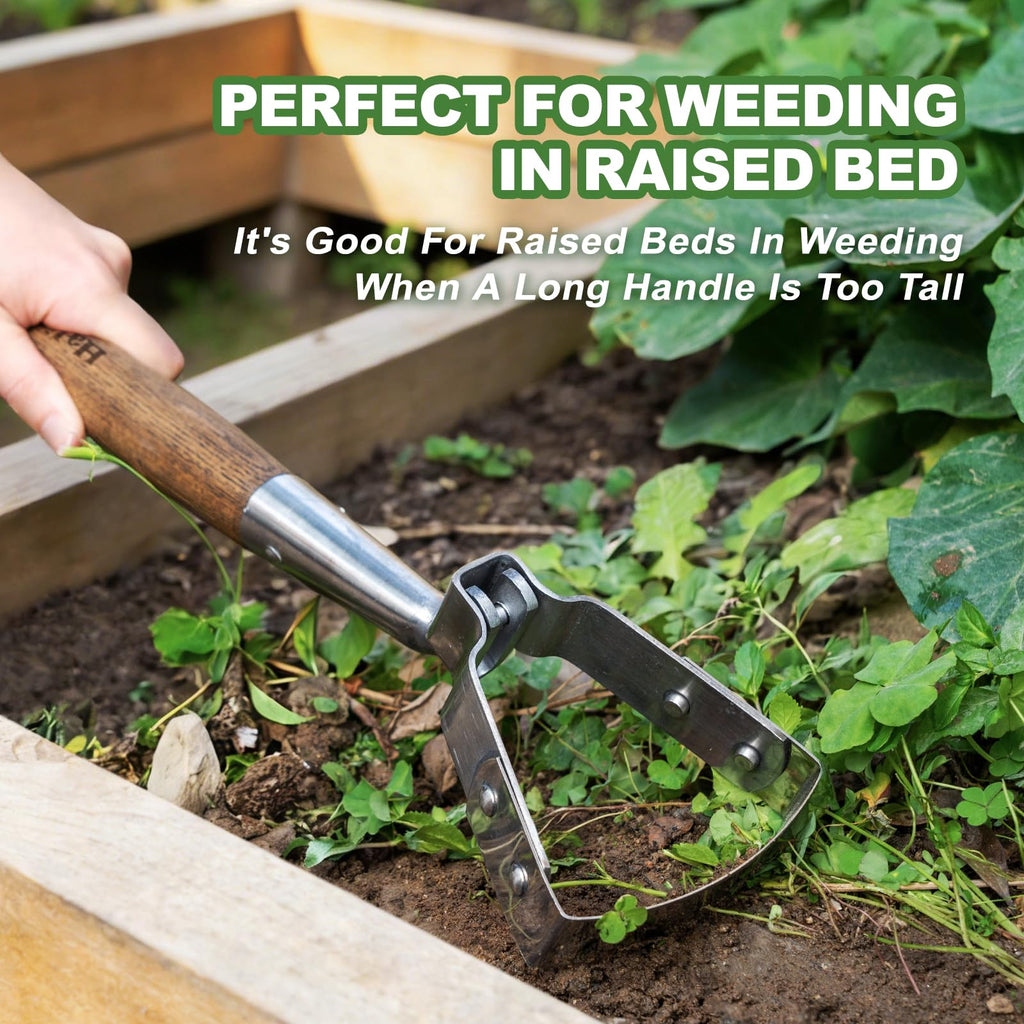 Haliaeetus Scuffle Hoe, 16.8'' Stirrup Hoe for Weeding in Raised Bed