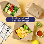 LITOPAK 50 Pack 27 oz Take Out Food Containers, Kraft Brown Take Out Boxes Leak Grease Resistant and Stackable for Restaurants, Homes, Offices, Picnics