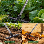 Garden Weed Pulling Tool with Long Handle, Garden Hoe and Weed Rake