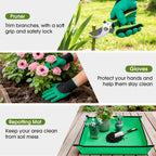 WOWBOX Garden Tools Set, 10 PCS Heavy Duty Gardening Hand Tools Kit, Green