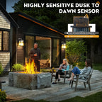 hameso 2 Pack Outdoor Wall Lights with Dusk to Dawn Sensor, Waterproof Exterior Lights for House Porch and Garage, Black Brush Gold Metal Wall Sconce with Textured Glass