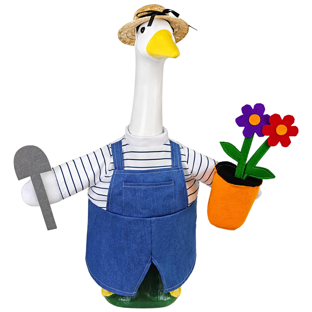 Ueyben Porch Goose Gardening Outfit for 23" Cement Plastic Goose Statue