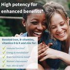 Igennus High Potency Methylated Multivitamin for Women with Gentle Iron, 5-MTHF Folate & Methylcobalamin B12, Pure & Clean, Sustained Release, Active B-Complex & K2 MK-7, Non-GMO, 180 Vegan Tablets