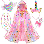 Fedio Princess Dress Up for Girls, Unicorn Light Up Princess Cape Set