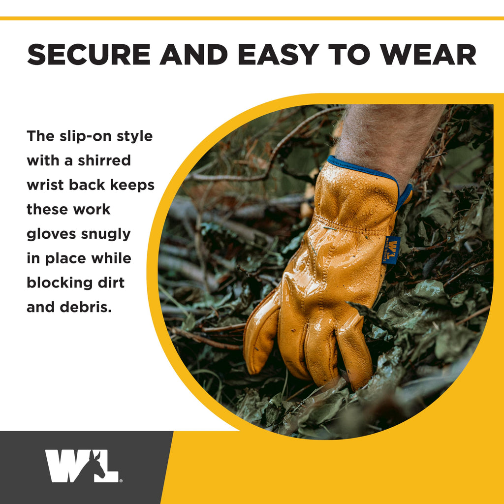 Wells Lamont Men's Slip-On HydraHyde Leather Work Gloves – Water-Resistant, Breathable, Durable – Ideal for Gardening, Landscaping, Ranching – Heavy Duty Leather Work Gloves – Saddletan, XX-Large