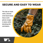 Wells Lamont Men's Slip-On HydraHyde Leather Work Gloves – Water-Resistant, Breathable, Durable – Ideal for Gardening, Landscaping, Ranching – Heavy Duty Leather Work Gloves – Saddletan, XX-Large