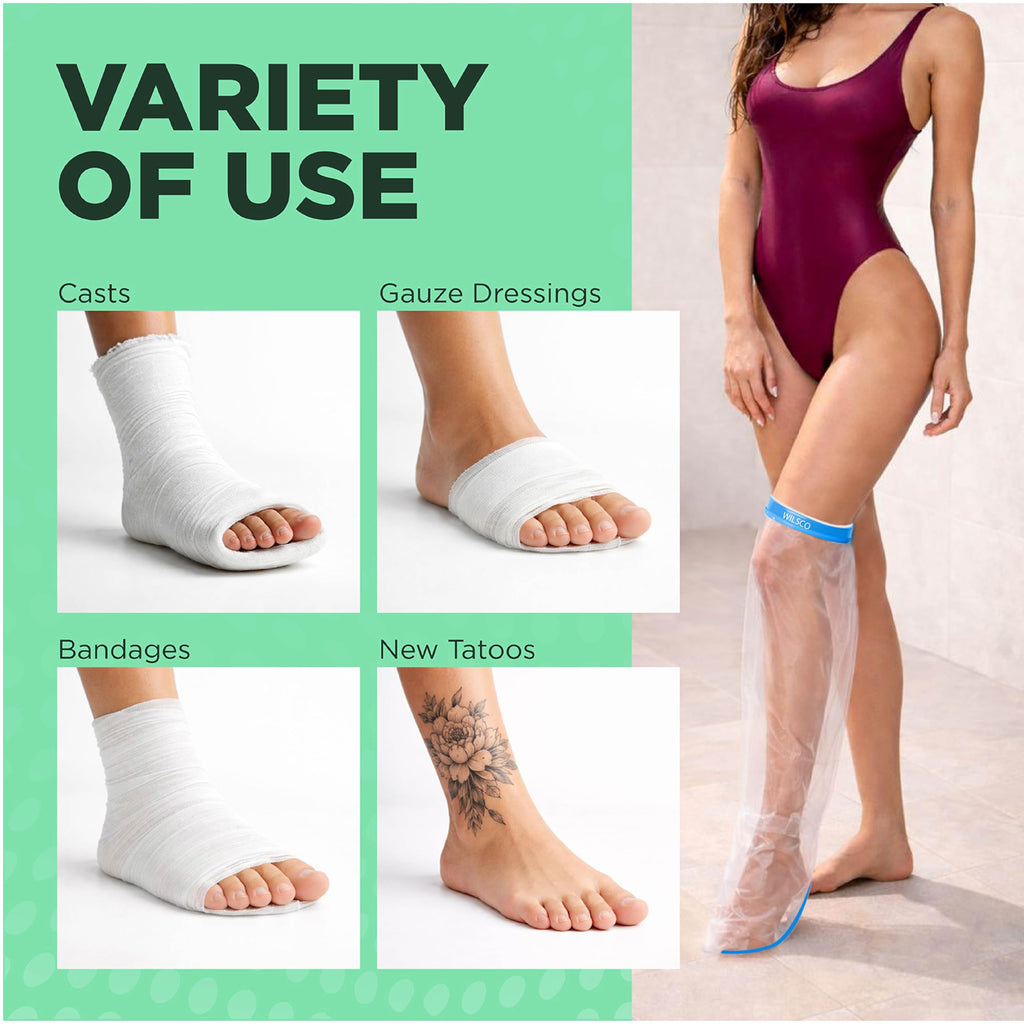 100% Waterproof Adult Cast Covers for Shower Leg, Resuable 28" Long,Easy to wear, Cast shower cover leg,foot bag for showering, post surgery waterproof foot boot covers, Plastic bag to cover leg