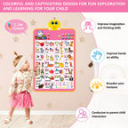 Interactive Alphabet Wall Chart, Talking ABC, 123s, Music Poster, Kids Learning Toys for Toddlers 1-3, Electronic Educational Toddler Toy, Educational Gift for Age 1 2 3 4 5 Year Old Girls Boys - Pink