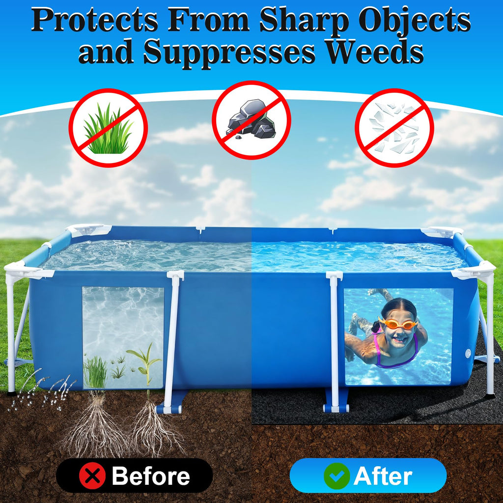 ComfyKit 11x7.5ft Rectangular Pool Liner Pad for Above Ground Swimming Pools,Thickened Under Pool Mat Padding,Pools Bottom Liner Protector to Prevent Punctures & Extend Liner Life