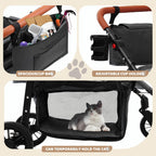 Dog Stroller for Small Pets, All-Terrain 4-Wheel Cat & Dog Carrier with 360° Front Wheels, Adjustable Handle & Canopy|Cup Holder & Storage Basket|Foldable in One Step|Ventilated Design for Comfort