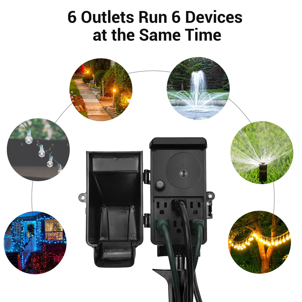 DEWENWILS WiFi Smart Yard Stake Timer Plug, Outdoor Power Stake Timer