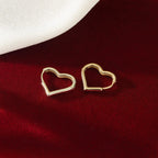 SLUYNZ Solid 925 Sterling Silver 1.6CM Heart Hoop Earrings for Women Teen Girls Minimalist Hoop Earrings Sweet Love Heart Earrings (B-18K Gold Plated)