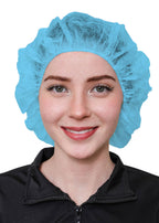 SAFEKO Unisex Polypropylene Bouffant Caps, 100 Count [BLUE | 21"]