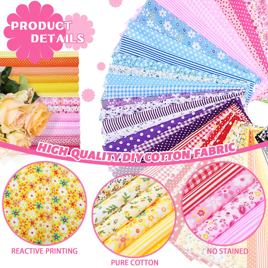 Tudomro 100 Pcs 10 x 10 Inch Floral Cotton Fabric Square Bulk for Quilting
