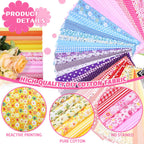 Tudomro 100 Pcs 10 x 10 Inch Floral Cotton Fabric Square Bulk for Quilting