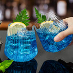 BESTSTAR 36 Pcs 12oz Plastic Clear Ribbed Wine Glasses,Origami Ripple Glass